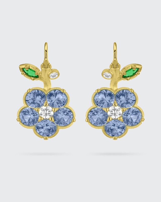 Wild Child 18K Sapphire and Diamond Drop Earrings, Blue